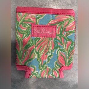 Lilly Pulitzer In the Bungalows Pink Green Floral Beer Coozie Cozy Insulated